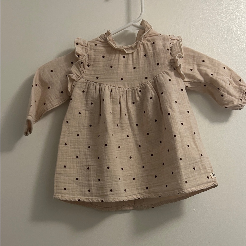 Charming Beige Polka Dot Kids Dress